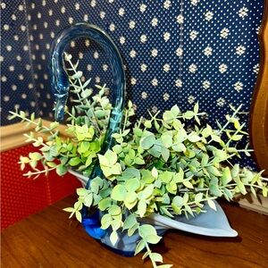 Vintage Blue Glass Swan Bowl